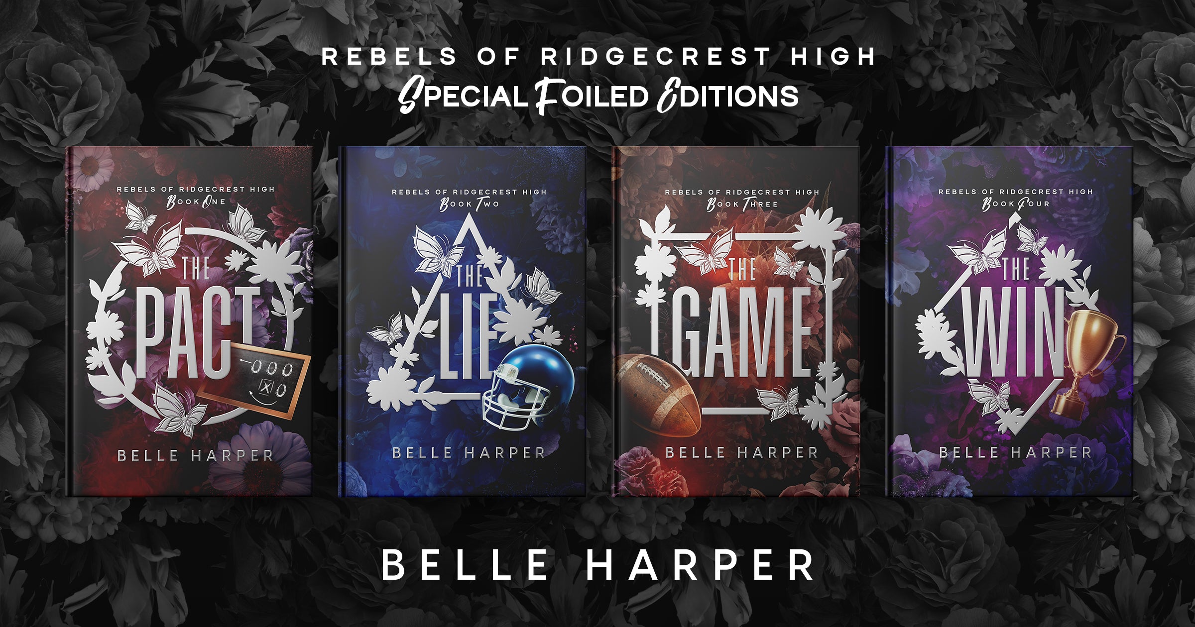 Rebels of Ridgecrest High book series. Four covers, of the foil design.